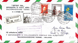 1959-Esperimento Collegamento Postale Con Elicottero Salsomaggiore-Milano (12.10 - Poste Aérienne