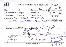 1988-CASTELLI In BOBINA Lire 650 Su Avviso Ricevimento - 1981-90: Storia Postale