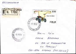 1989-RAID AUTOMOBILISTICO PECHINI-PARIGI Lire 3150 Isolato Su Raccomandata Capiz - 1981-90: Storia Postale