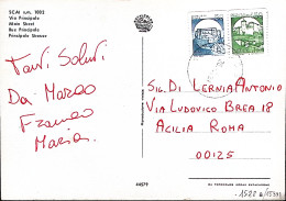 1988-CASTELLI In BOBINA Lire 50 + 450 Accoppiati Su Cartolina Di Scai Via Princi - 1981-90: Storia Postale