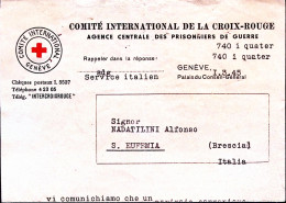 1943-CROCE ROSSA Notizie Su Prigionieri Di Guerra Italiano Nel Depot 182 Saint M - Croce Rossa