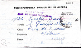1944-POW CAMP 36/8 SOUTH AFRICA Manoscr. Al Verso Biglietto Franchigia Da Prigio - Marcophilie