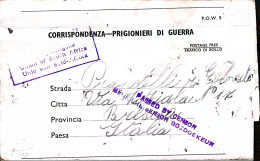 1944-POW CAMP 29/8 SOUTH AFRICA Manoscr. Al Verso Biglietto Franchigia Da Prigio - Marcophilia