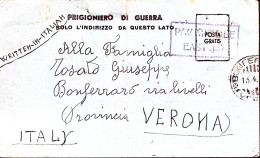 1942-POW CAMP 310 M.E.F. Manoscr. Su Cartolina Franchigia Da Prigioniero Di Guer - Marcophilie