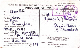 1943-POW CAMP 308 EGITTO Manoscr. Su Cartolina Franchigia Da Prigioniero Di Guer - Marcophilia