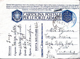 1943-Posta Militare/N 412 C.2 (5.9) Su Cartolina Franchigia Pieghe - Weltkrieg 1939-45
