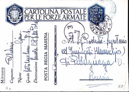 1941-SCUOLE C.R.E.M./POLA Tondo Su Cartolina Franchigia R Marina (manoscr. 9.9) - Marcofilía