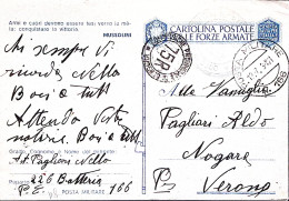 1943-Posta Militare/N 166 C.2 (13.7) Su Cartolina Franchigia Al Verso PM 166 11. - Weltkrieg 1939-45