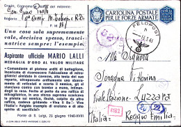 1943-9^ Compagnia Telegr. E R.T. Posta Militare 83 Manoscr. Su Cartolina Franchi - Guerre 1939-45