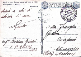 1943-Posta Militare/N 168 C.2 (5.9) + Manoscr. Feldpost 26594 Su Cartolina Franc - Guerre 1939-45