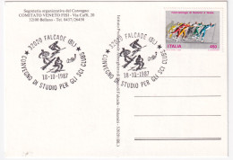 1987-FALCADE CONVEGNO STUDI SCI CLUB (18.10) Annullo Speciale Su Cartolina - 1981-90: Storia Postale