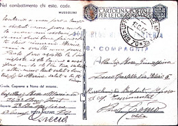 1943-UFFICIO POSTALE MILITARE/Nro 70 C.2 (13.8) Su Cartolina Franchigia - Marcophilia