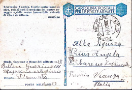 1943-Posta Militare/N 23 C.2 (31.8) Su Cartolina Franchigia Piega Orizzontale Fo - Weltkrieg 1939-45