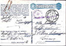 1943-Posta Militare/N 2 C.2 (7.7) Su Cartolina Franchigia Segno Fermaglio - War 1939-45