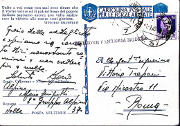 1943-Posta Militare/N 37 C.2 (1.8) Su Cartolina Franchigia Via Aerea - Weltkrieg 1939-45
