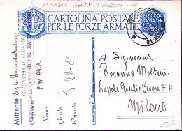 1940-UFFICIO POSTALE MILITARE 99 C.2 (12.8) Su Cartolina Franchigia - Marcophilia
