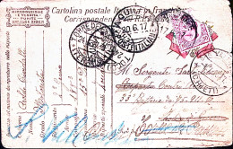 1917-AQUILEIA/POSTE ITALIANE C.2 (20.6) Su Cartolina Franchigia Affrancata Leoni - Marcofilía