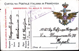 1918-R. N. FLAVIO GIOIA C.2 Gomma E Cartella Censurata Cartolina Franchigia Regi - Marcophilia