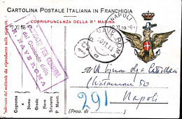 1916-R. N. ROMA C.2 (10.11) Su Cartolina Franchigia Regia Marina - Marcophilie