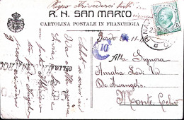 1916-R N SAN MARCO Cartolina Franchigia Non Ufficiale Viaggiata C.2 (28.11) Affr - Marcophilie