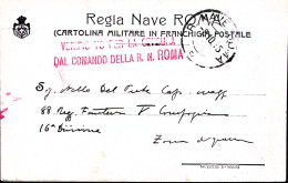 1915-Regia Nave ROMA Cartolina Franchigia Non Ufficiale Viaggiata (8.10) - Marcophilie