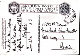 1936-UFFICIO COMMISSARIATO NEGHELLI Manoscr. Su Cartolina Franchigia Posta Milit - War 1939-45