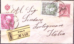 1908-AUSTRIA Biglietto Postale H.10 + 50 Regno H.10 E 30 Raccomandato Pola (27.8 - Sonstige & Ohne Zuordnung