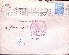 1916-Austria 50 Regno H.25 Oltremare Isolato Su Busta Per La Svizzera Con Letter - Sonstige & Ohne Zuordnung