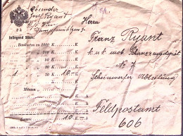 1915-AUSTRIA 50 REGNO Due H.12 + H.30 Su Busta Contenuto Dichiarato Banconote Vi - Covers & Documents