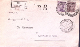 1924-SOPRASTAMPATI C.10/c.1 + Michetti C.40 Su Piego Raccomandato Brescia (15.6) - Marcophilie