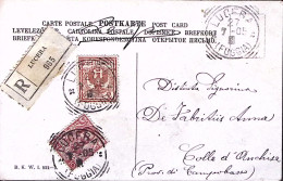1905-Floreale C.2 E 10 Su Cartolina Raccomandata Lucera (27.7) - Marcophilie