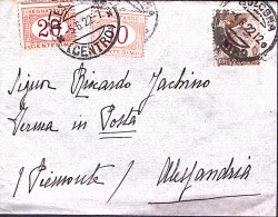 1922-Segnatasse C.10 E 20 Apposto Ad Alessandria (5.6) Su Busta Fermo Posta Cari - Poststempel