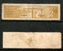 ITALY   2 LIRE RETAIL TAX STAMP USED (CONDITION PER SCAN) (GL1-20) - Fiscale Zegels