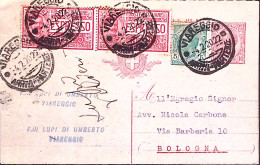 1920-ESPRESSI Coppia C.25 Su Cartolina Postale Leoni C.10 Francobollo Aggiunto L - Marcofilie