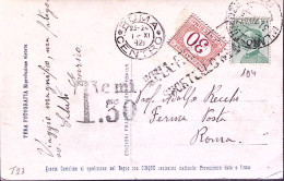 1925-Segnatasse C.30 Apposto A Roma (1.11) Su Cartolina Fermo Posta Carico Desti - Marcofilía