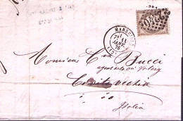 1876-Francia Cerere C.30 Su Lettera Completa Testo Marsiglia (7.1) Per L'Italia - 1871-1875 Cérès