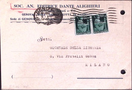 1946-Democratica Coppia C.60 Su Cartolina Genova (9-1) Fori Archivio - 1946-60: Poststempel