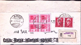 1945-(F=on Piece) Monumenti Blocco Quattro C.20 + Imperiale S.F. Coppia Lire 2 S - Marcofilía