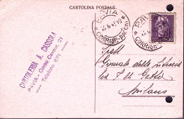 1945-Imperiale S.F. C.50 Su Cartolina Pavia (25.6) Tariffa RSI Tollerata Fori Ar - Marcophilie