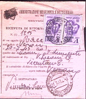 1945-FR.LLI BANDIERA Coppia Lire 1 Su Avviso Ricevimento Verona (20.7) - Marcofilie