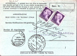 1945-Imperiale S.F. Due Lire 1 Su Avviso Ricevimento Campobasso (28.11) - Marcofilie
