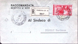 1952-ITALIA LAVORO Lire 60 Isolato Su Piego Raccomandato Torino (23.5) - 1946-60: Poststempel