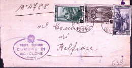 1952-ITALIA LAVORO Lire 1, 2 E 10 Su Piego Bovolone (21.10) - 1946-60: Poststempel