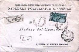 1957-ITALIA LAVOTO Lire 65 Isolato Su Raccomandata Aperta Bologna (29.9) - 1946-60: Marcofilie