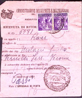 1944-RSI Monumenti II^coppia C.50 Su Avviso Ricevimento (16.10) - Poststempel