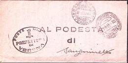 1944-RSI PREFETTURA VERONA Ovale Con Fascio Su Piego In Franchigia Verona (12.6. - Poststempel