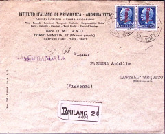 1944-RSI Imperiale Sopr.coppia Lire 1,25 Su Raccomandata Milano (15.1) - Marcophilie