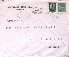 1944-RSI Imperiale Sopr.c.25 + Monumenti C.25 Su Busta Venezia (2.10) VALORI GEM - Marcophilie