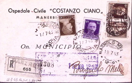 1943-Propaganda C.30 Milizia + Imperiale C.10 E 50 Su Cartolina Raccomandata Man - Marcofilie