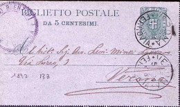 1894-BIGLIETTO POSTALE Stemma C.5 Viaggiato Verona (16.5) - Entiers Postaux